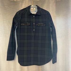 Festive J Crew Beaded plaid tunic size 2